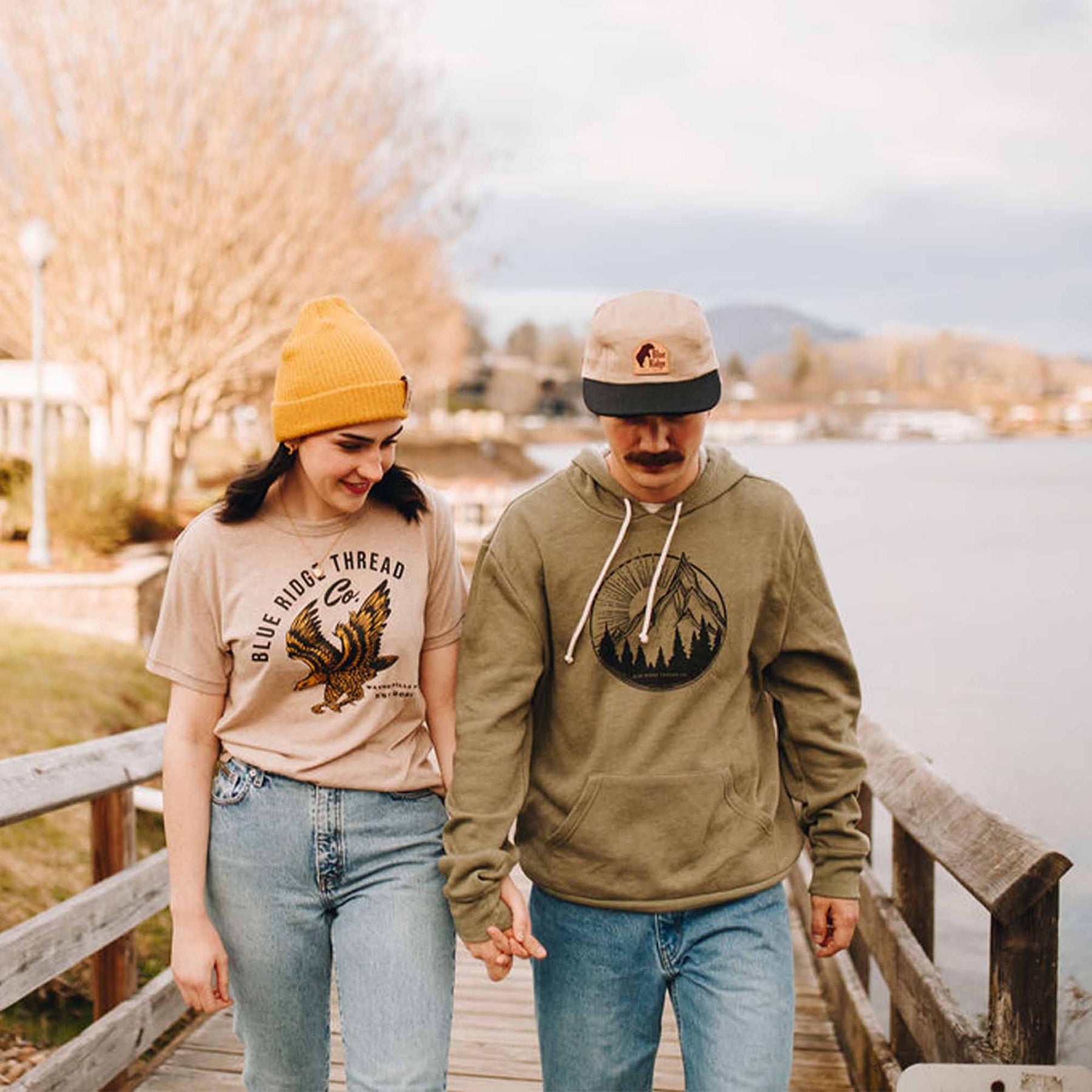 The Bear Two-Tone Hemp Canvas Camp Cap The Mountain View Hoodie Green The Elk Organic Cotton Beanie Yellow The Waynesville Eagle Shirt