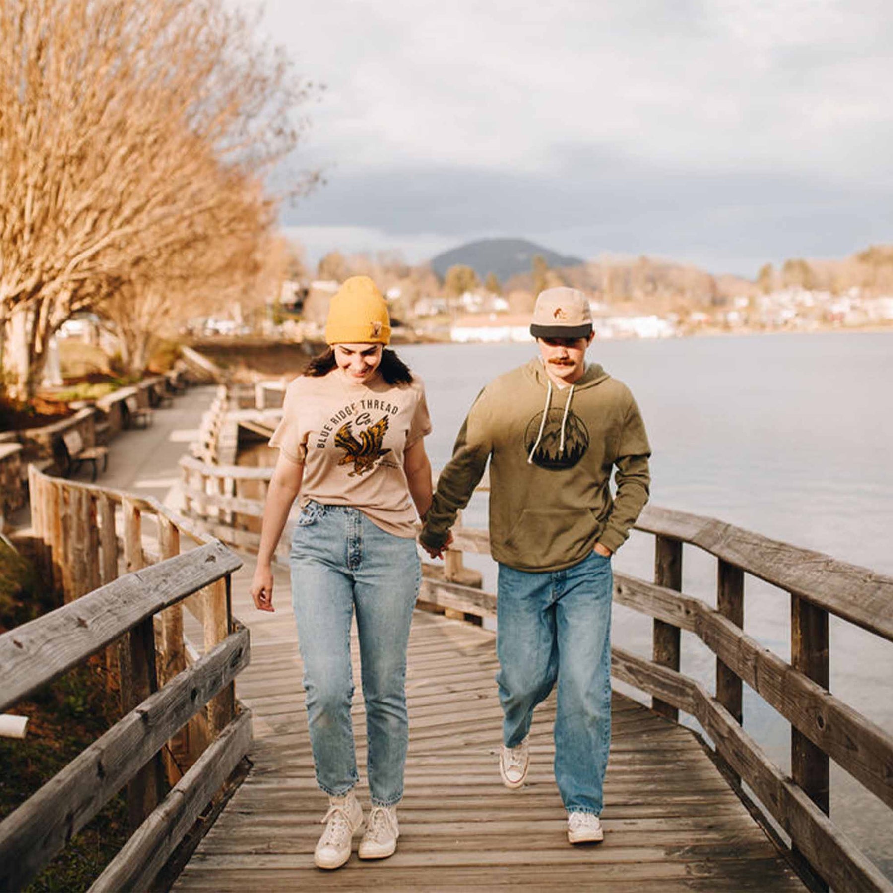 The Bear Two-Tone Hemp Canvas 5 Panel Camp Cap The Mountain View Hoodie Green The Elk Organic Cotton Beanie Yellow The Waynesville Eagle Shirt