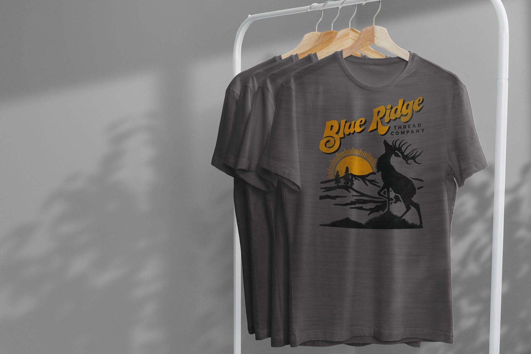 The Bull & Mountain T-shirt in grey - super soft eco-friendly shirt hiking, outdoors, Waynesville, elk