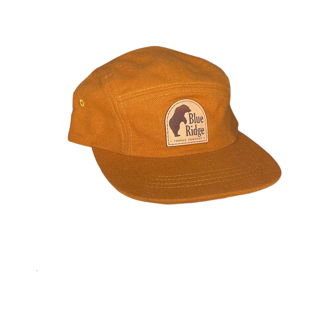 The Bear 5 Panel Brushed Cotton Orange Hat