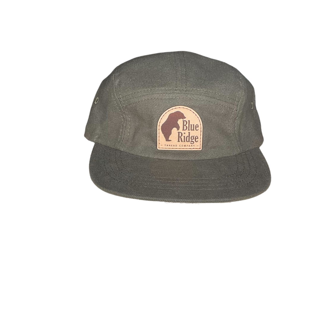 The Bear 5 Panel Brushed Cotton Green Hat