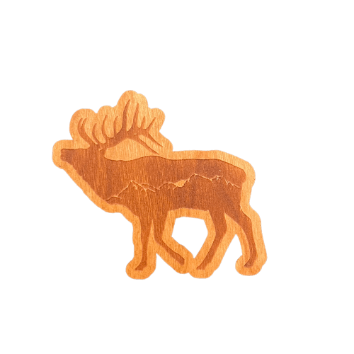 Smoky Mountain Elk Real Wood Sticker