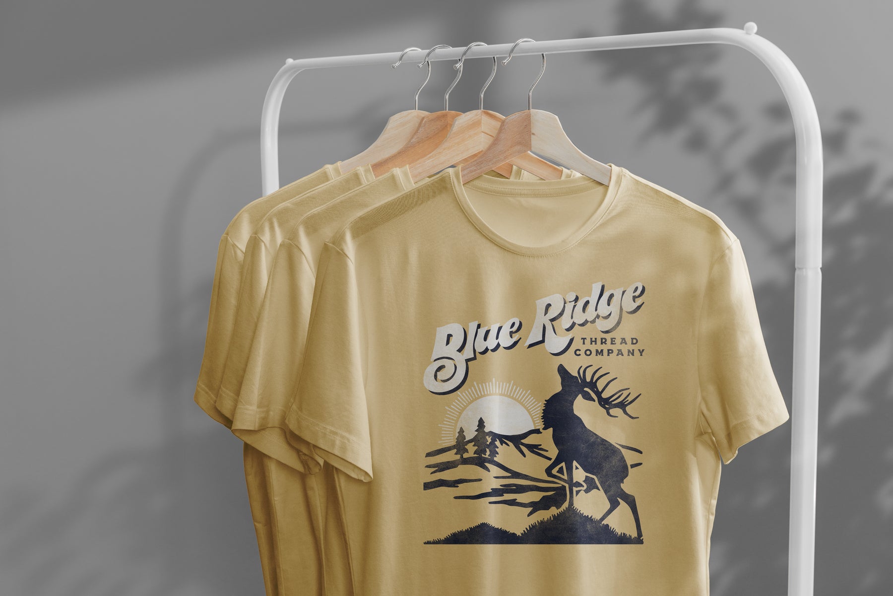 The Bull & Mountain T-shirt in maize - super soft eco-friendly shirt hiking, outdoors, Waynesville, elk