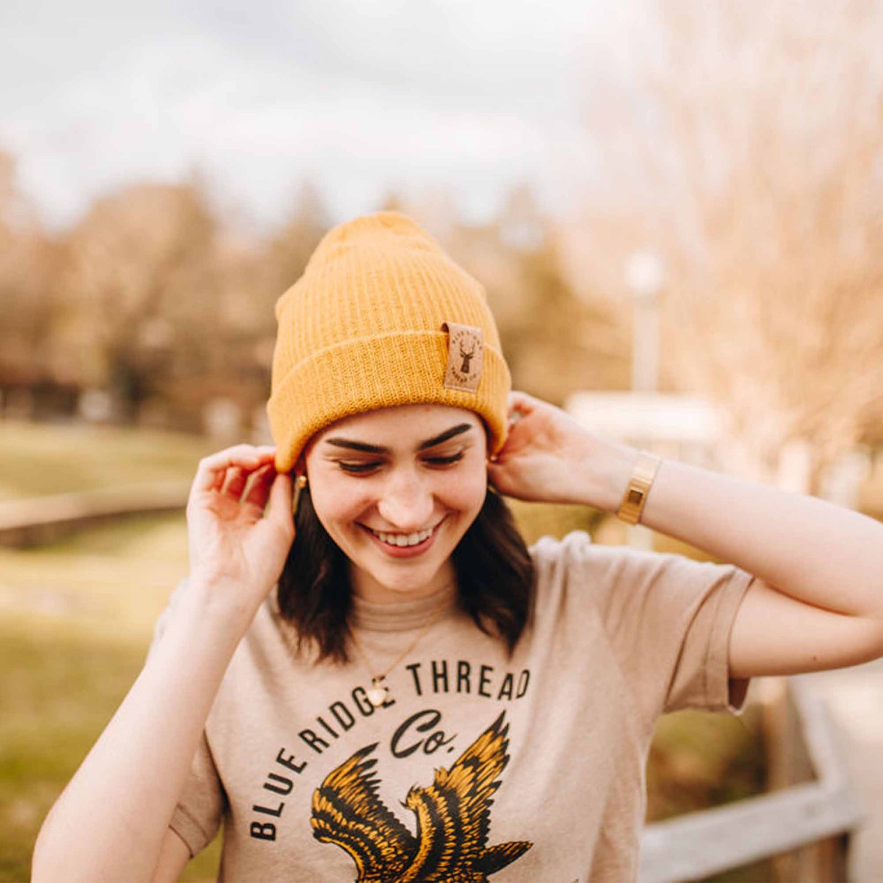 Organic Cotton Beanie Elk Yellow