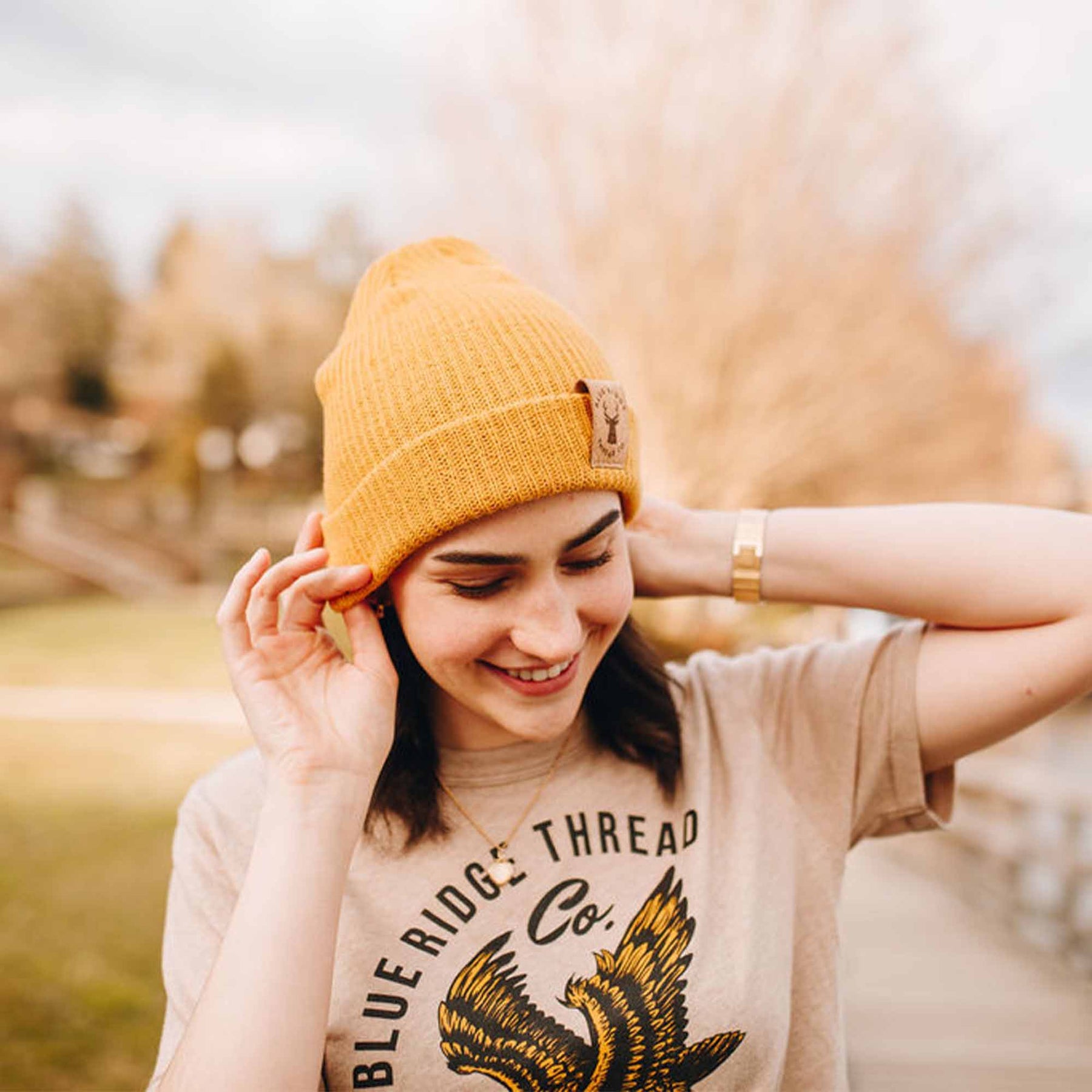 Organic Cotton Beanie Elk Yellow