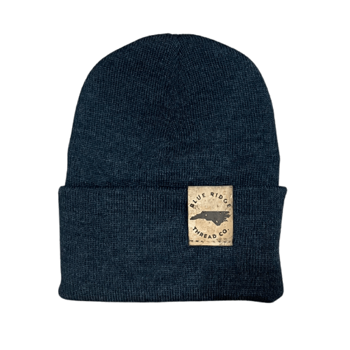 Eco friendly 100% merino wool watchcap beanie with elk cork leather tag in charcoal