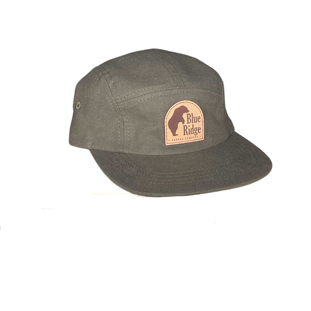 The Bear 5 Panel Brushed Cotton Green Hat