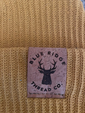 Eco friendly 100% organic cotton beanie elk cork leather tag on yellow