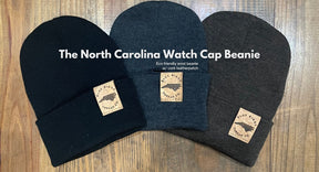 Eco friendly 100% merino wool watchcap beanie with elk cork leather tag in black, brown, and charcoal